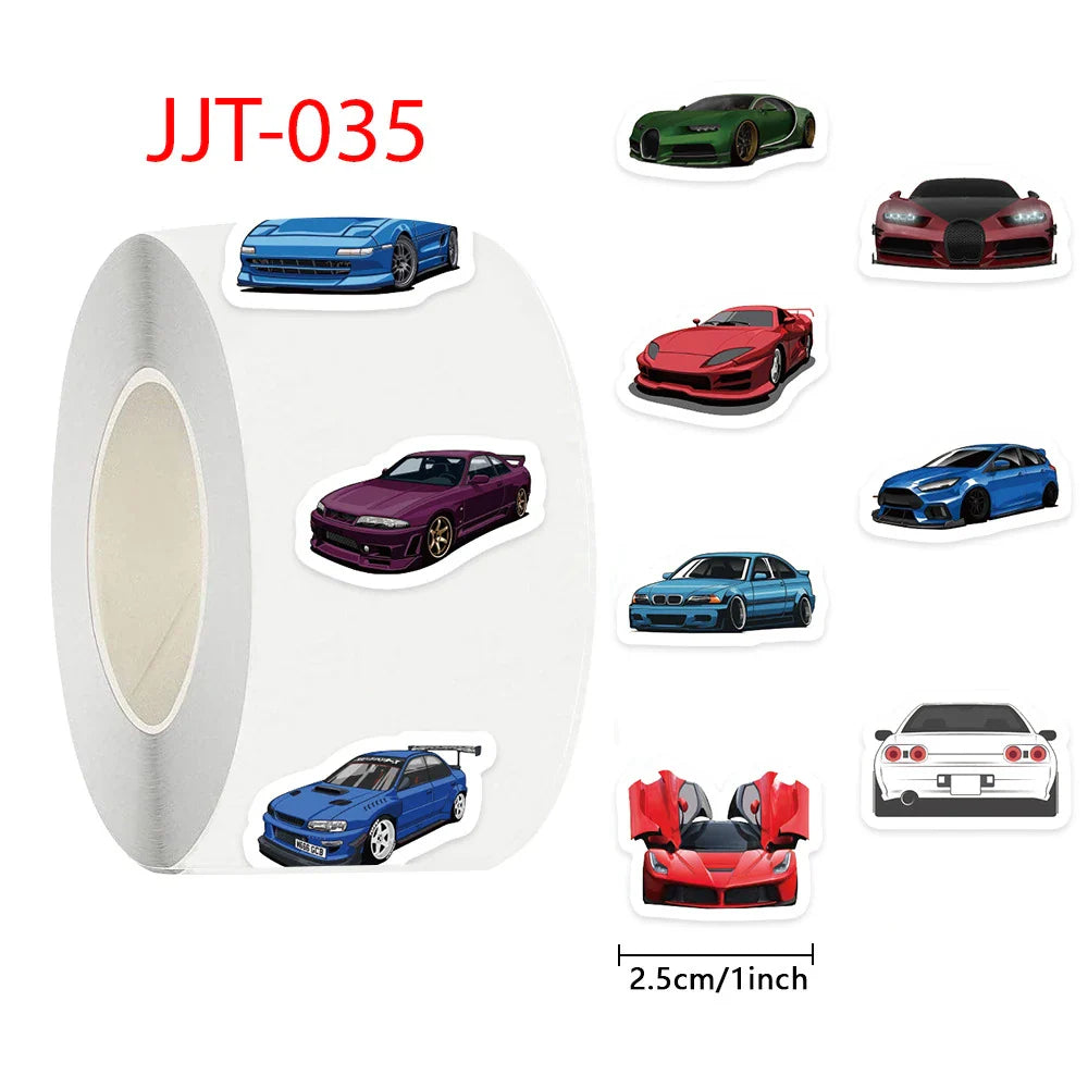 500pcs Cartoon JDM Racing Car Graffiti Stickers Roll Waterproof Cool DIY Luggage Skateboard Laptop Kids Sticker Toys Gifts (ONLINE ORDER ONLY)