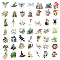 10/30/50/100pcs Cute Art Gothic Pink Green Magic Witch Aesthetic Stickers Cartoon Decal Laptop Phone Suitcase Decoration Sticker (ONLINE ORDER ONLY)