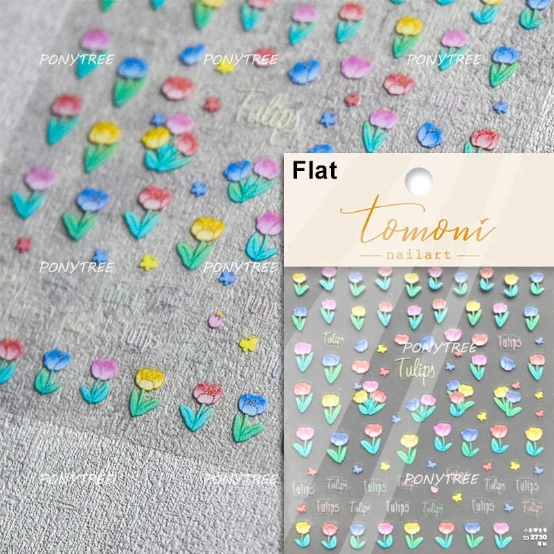 Tulips Flower Letter Bowknot Butterfly Irregular Lines Pearl Tender 5D Adhesive Nail Art Stickers Manicure Decals Stick on Nail (ONLINE ORDER ONLY)