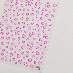 Flat Small Pink Brown Halo Dyeing Love Heart Geometric Leopard Shiny Jelly Chic Embossed Relief Nail Art Stickers Manicure Decal (Online Order Only)