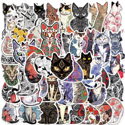 10/50pcs Cool Gothic Tattoo Cat Art Stickers Aesthetic Vintage Decals DIY Skateboard Guitar Suitcase Freezer Motorcycle Sticker (Online Order Only)