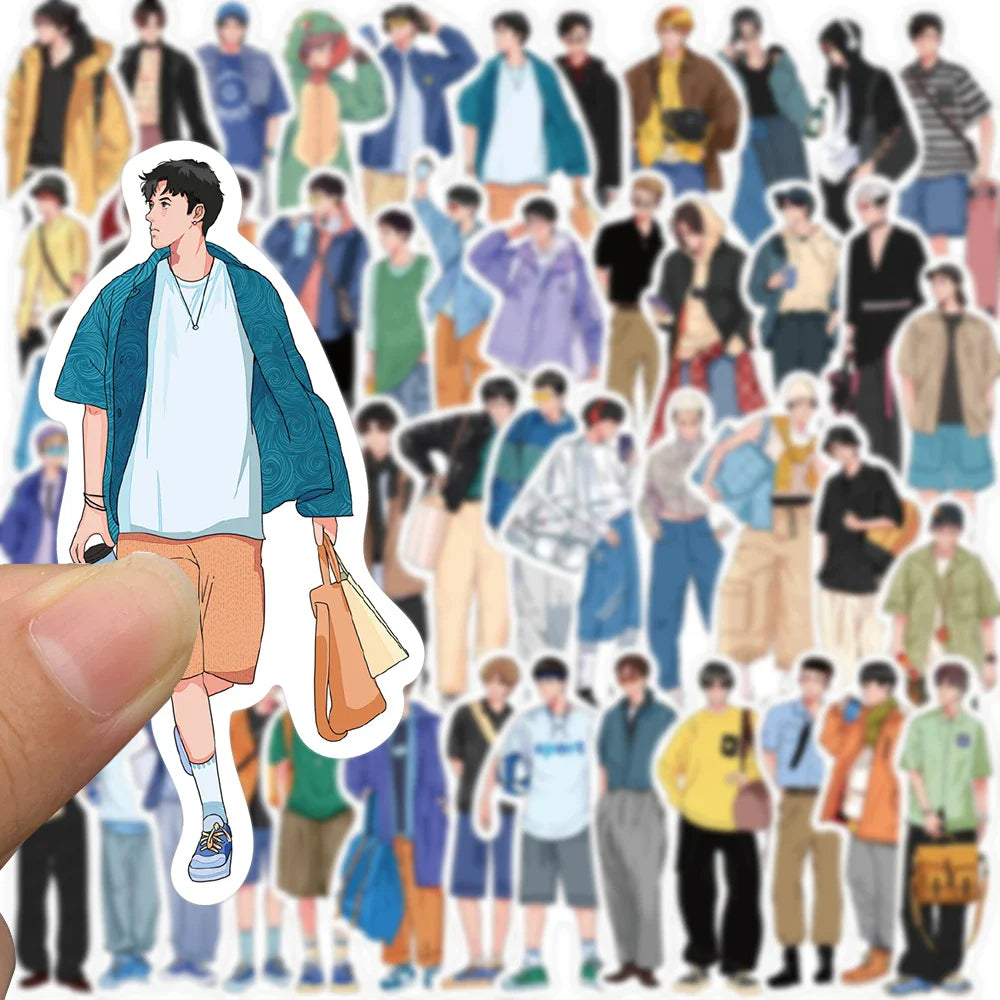 50PCS Boy Wear Fashion Man Stickers Pack DIY Skateboard Motorcycle Suitcase Stationery Stickers Phone Laptop Toy (Online Order Only)