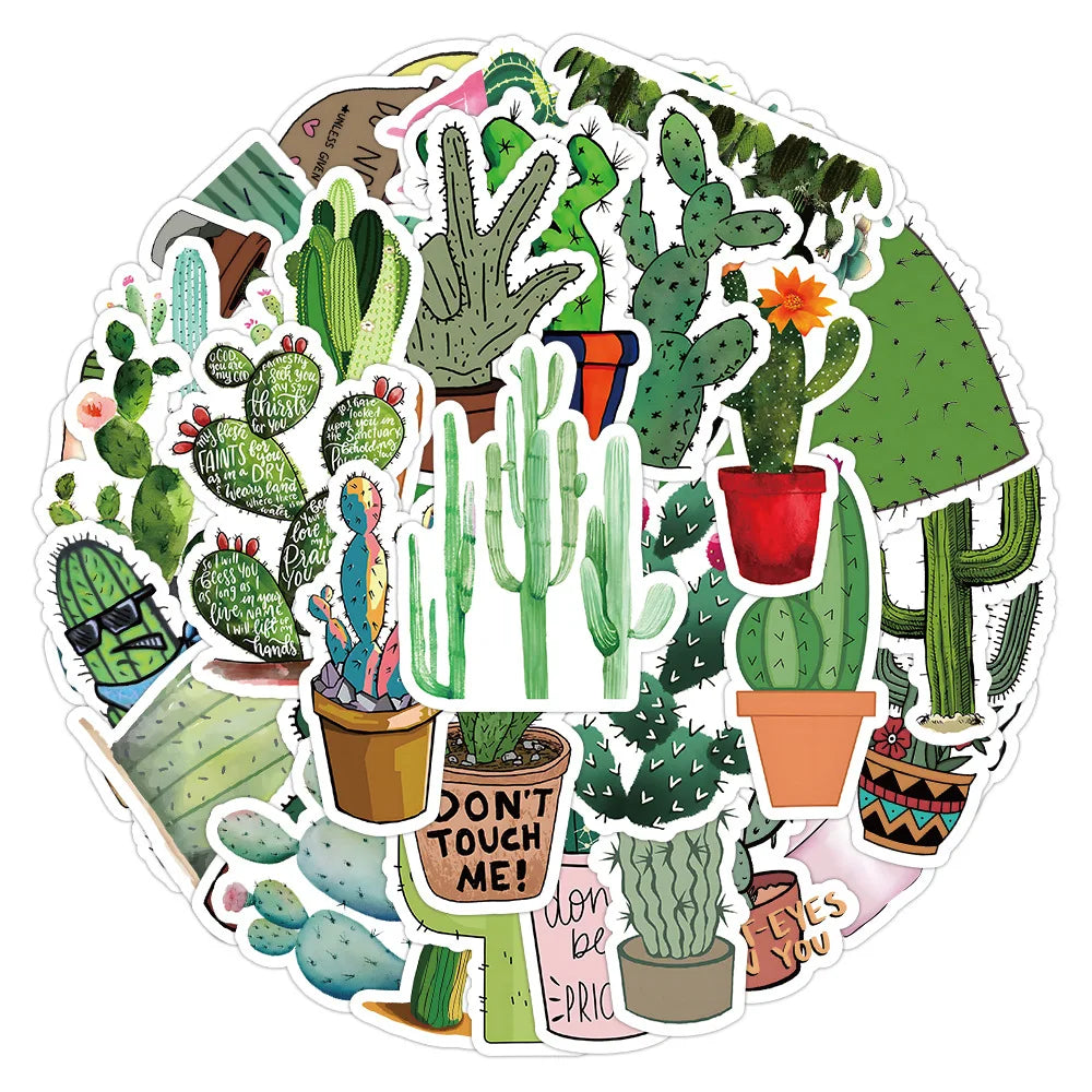 10/53Pcs Cute Plants Cactus Graffiti Stickers Decals for Kids Toys Laptop Phone Luggage Scrapbook Skateboard Creative Sticker (Online Order Only)