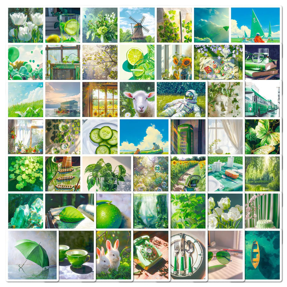 Green Cartoon Stickers Pack for DIY Scrapbook, Laptop, Phone, Car, Bike, Skateboard (Online Order Only)
