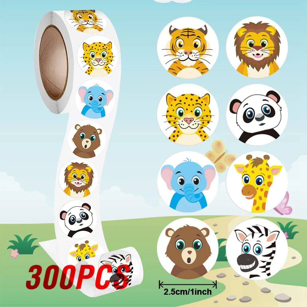 100-500pcs Cartoon Animal Reward Stickers 2.5cm/1inch DIY Decor Perfect For Learning Games Notebook Pad Fridge Gift Seal Labels (ONLINE ORDER ONLY)
