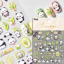 Panda Bamboo Butterfly Pattern Totem Figure Peony Flower Love Heart Adhesive Nail Art Stickers Embroidery Pearl Manicure Decals (ONLINE ORDER ONLY)