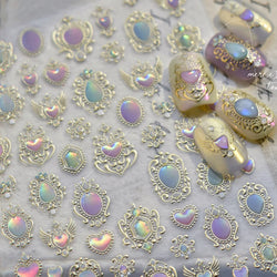 Colorful Geometric Gem Wing Love Heart Bowknot Moon Star Figure Totem Line Retro Self Adhesive Nail Art Stickers Manicure Decals (ONLINE ORDER ONLY)