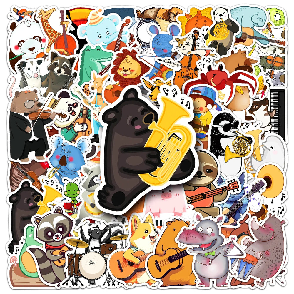 50Pcs Animal Concert Cartoon Waterproof Vinyl Stickers for Skateboard Snowboard Decal (ONLINE ORDER ONLY)