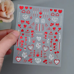 1pc Bohemian Valentine Nail Stickers 3D Self-Adhesive Fantasy Nail Art Glitter Sun, Heart, Lock, Star & Moon Designs Nail Decals (ONLINE ORDER ONLY)