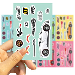 8/16Sheets Modified Racing Car Puzzle Stickers Game Make a Face Assemble Jigsaw Kid Education Toy Craft Sticker Kid Party Gift (Online Order Only)