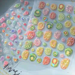 Colorful Fruit Lemon Grapefruit Kiwifruit Candy Popsicle Rabbit Cherry Apple Paw Jelly Adhesive Nail Art Sticker Manicure Decals (ONLINE ORDER ONLY)