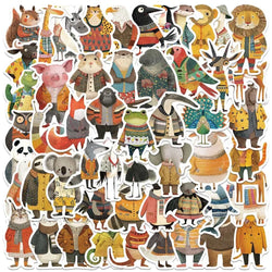 10/50PCS Cute Funny Fairy Tale Animal Dressed Illustration Stickers Decals DIY Notebook Phone Suitcase Luggage Wall Car Sticker (Online Order Only)