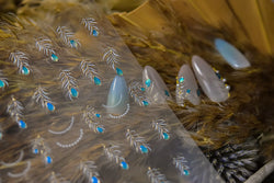 Charming Blue Sparrow Feather Rhinestone Wings Peacock Sparrow Dreamy Jelly Stars Self Adhesive Nail Art Stickers Manicure Decal (ONLINE ORDER ONLY)