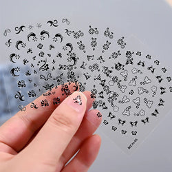 30pcs Black Flowers Nail Art Stickers 3D Self Adhesive Daisy Floral Nail Tips Design Decals Manicure Supplies For Women & Girls* (ONLINE ORDER ONLY)