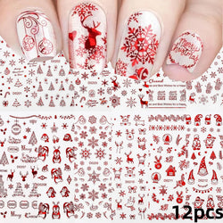 12Pcs 3D Golden Red Glitter Heart Love Nail Sticker Valentine Self Adhesive Cartoon Decal Geometry Lines Stripe Slider Manicure* (ONLINE ORDER ONLY)