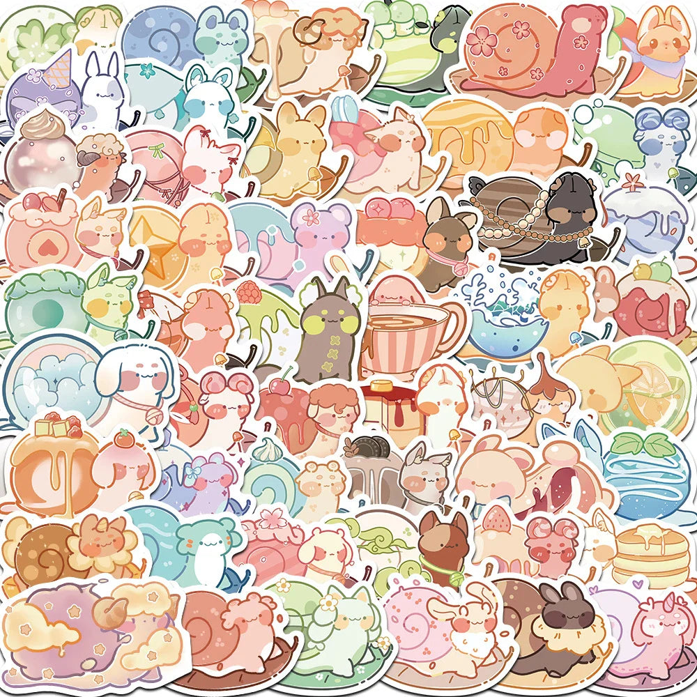 Cartoon Snail Stickers Waterproof Decals for Laptop, Phone, Luggage, Water Bottle (ONLINE ORDER ONLY)