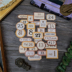 31Pcs Tim Holtz Style Number Junk Journal Label Vintage Stickers Retro DIY Album Planner Scrapbooking Material Craft Stickers (ONLINE ORDER ONLY)