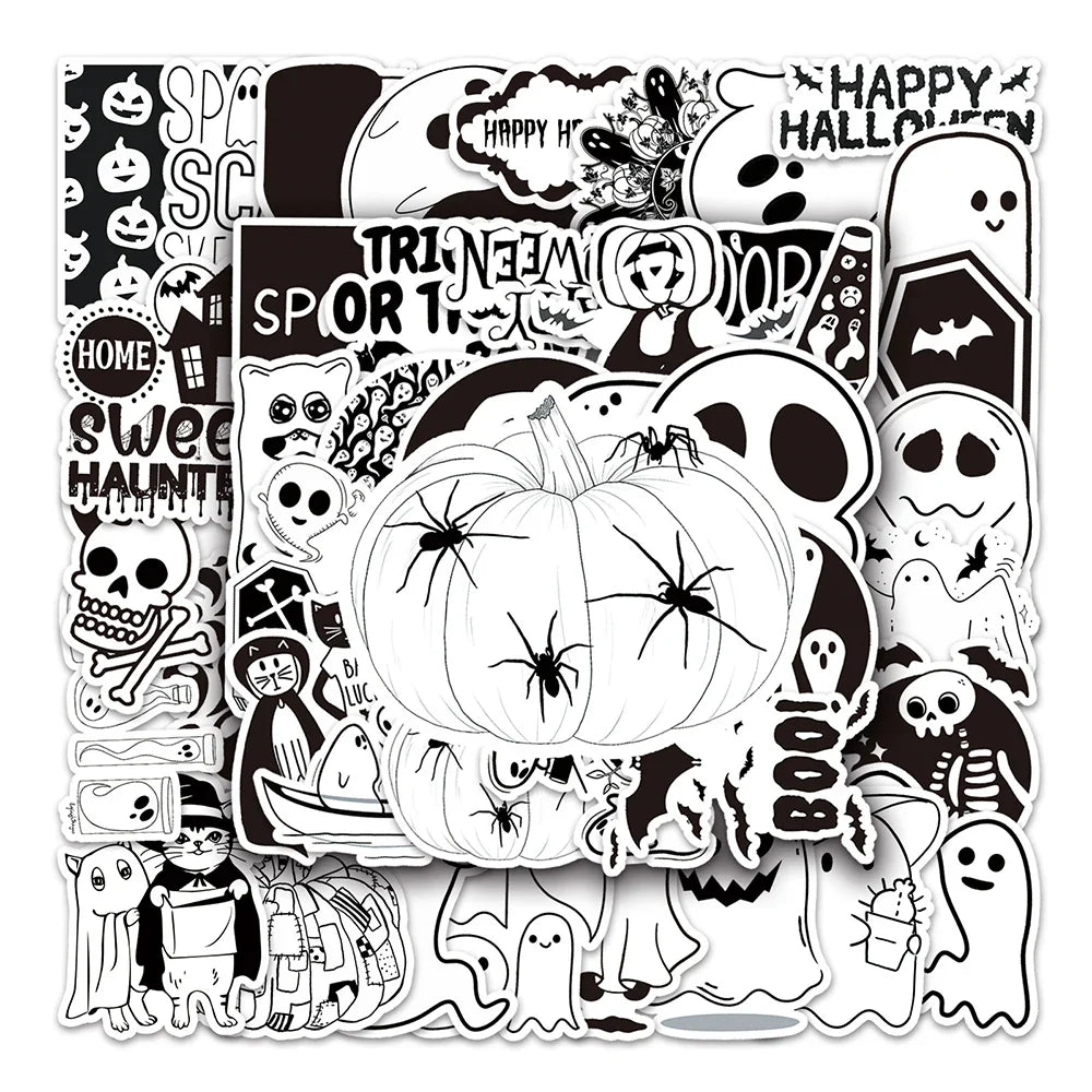 10/30/50PCS Cute Halloween Stickers Kawaii Ghost Decals DIY Decoration For Skateboard Phone Helmet Bike Cartoon Sticker Kids Toy (ONLINE ORDER ONLY)