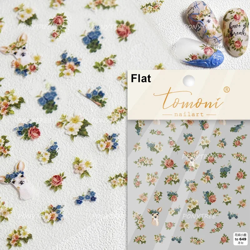 Chic Romantic Red White Flower Hot Stamping 5D Self Adhesive Nail Art Stickers Shiny Dreamy Camellia Rhinestone Manicure Decals (ONLINE ORDER ONLY)