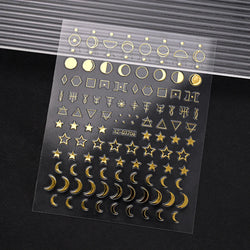 1pc 3D Gradient French Nail Stickers with Crown & Tassel Design Gold Silver Lines Self-Adhesive Nail Art Waterfall Manicure Foil (Online Order Only)