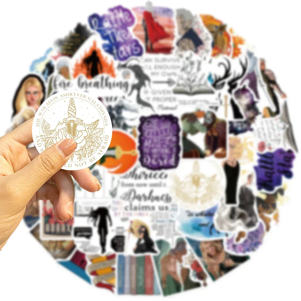 10/30/50PCS Cool Novel Throne of Glass Stickers Cartoon Anime Decals Laptop Skateboard Motorcycle Luggage Car Waterproof Sticker (ONLINE ORDER ONLY)