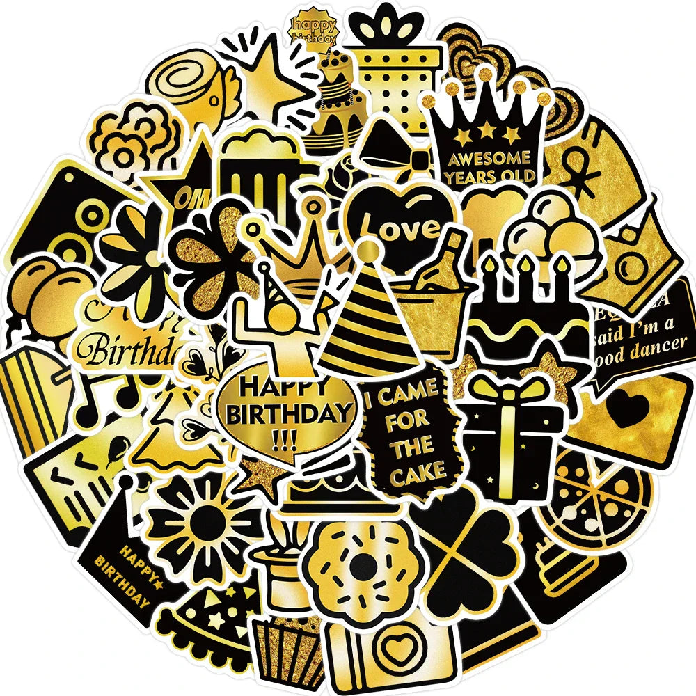50PCS Cute Cartoon Birthday Stickers for Kids DIY Notebook Luggage Laptop Decals (ONLINE ORDER ONLY)