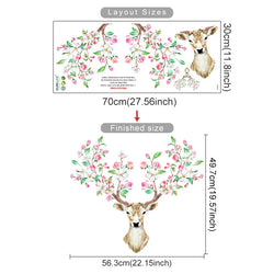 Deer Wall Stickers Animals Flowers Decals for Living Room Bedroom Nursery Decor (Online Order Only)