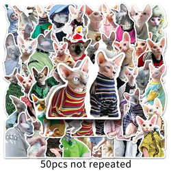 10/30/50PCS Cute Sphynx Cat Stickers Kawaii Animal Cartoon Decals DIY Scrapbook Phone Laptop Fridge Guitar Bike Graffiti Sticker (Online Order Only)
