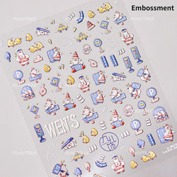 Cute Duck Pear Bowknot Mini Flower Duckling Line Bow Photo Frame Seal Stamp Figure Self Adhesive Nail Art Sticker Manicure Decal (ONLINE ORDER ONLY)