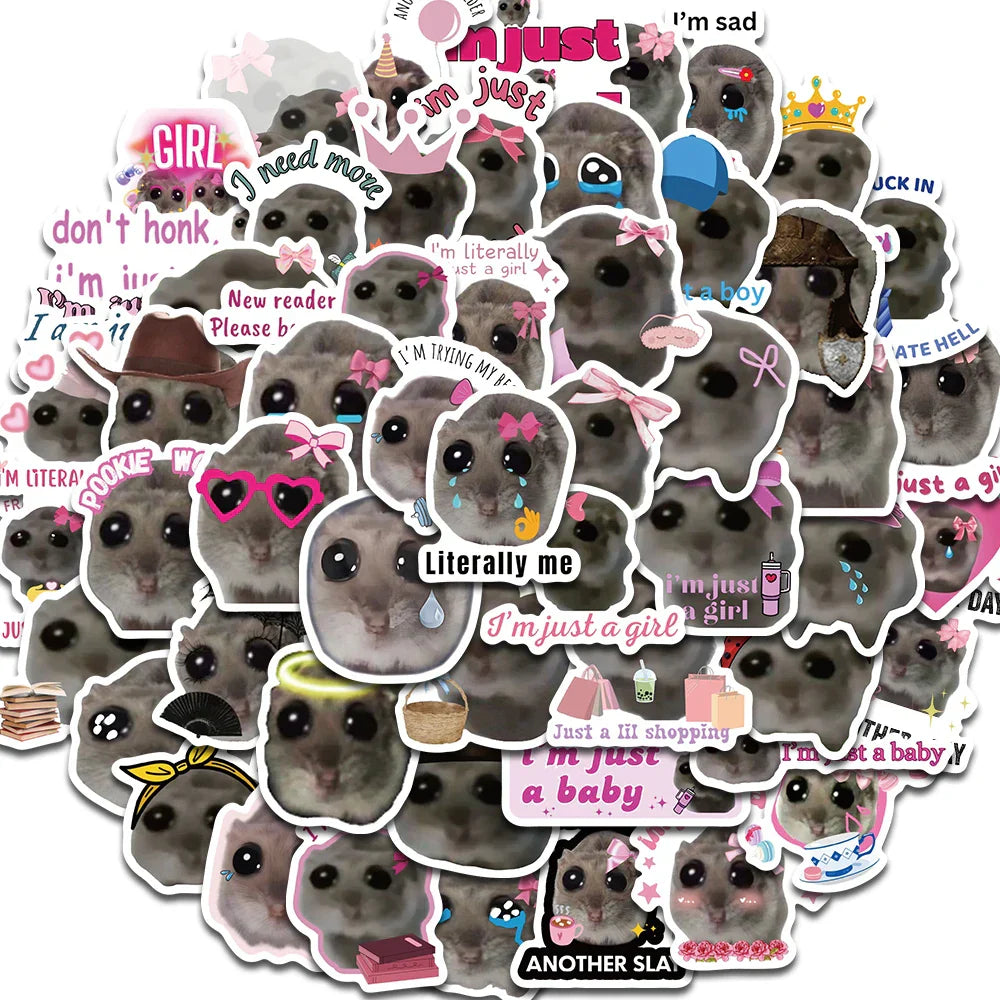 56PCS Cute Hamster Mouse Stickers Aesthetic Kawaii Cartoon Laptop Luggage Bicycle Diary Decals (Online Order Only)