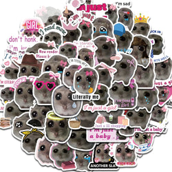 56PCS Cute Hamster Mouse Stickers Aesthetic Kawaii Cartoon Laptop Luggage Bicycle Diary Decals (Online Order Only)