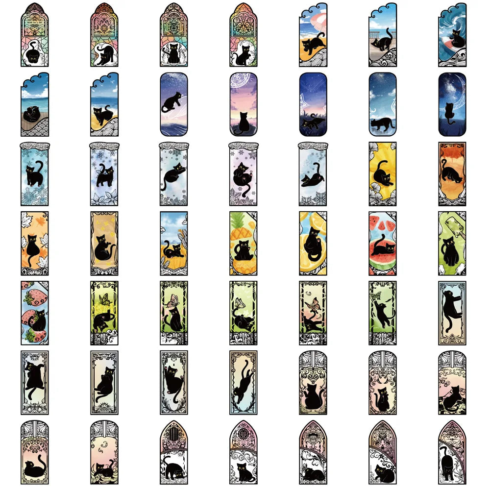 50pcs Cartoon Fantasy Cat Mysterious World Aesthetic Stickers Luggage Laptop Guitar Phone Waterproof PET Car Decals (Online Order Only)