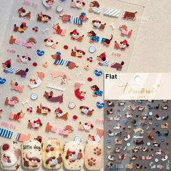 Spring Dog Bear Toy Rose Flower Floral Print Letter Bone Butterfly Cat Puppy Relief Adhesive Nail Art Stickers Manicure Decals (Online Order Only)
