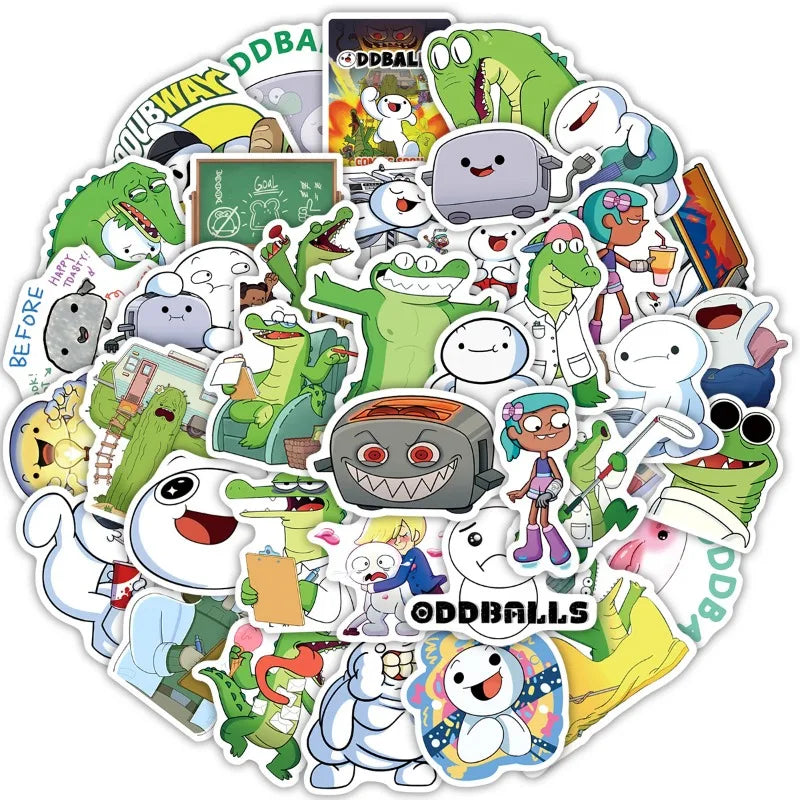 50pcs Oddballs Cartoon Stickers for Suitcase, Water Cup, Phone, Car, Laptop, Refrigerator (Online Order Only)