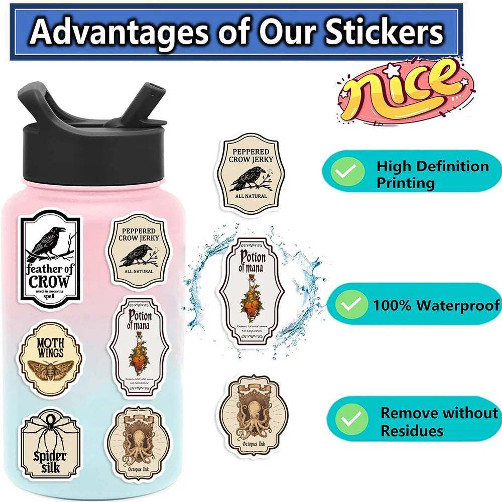 50PCS Cool Gothic Graffiti Skull Stickers Decals Kids Toy DIY Diary Suitcase Scrapbook Phone Laptop Bike Sticker (ONLINE ORDER ONLY)