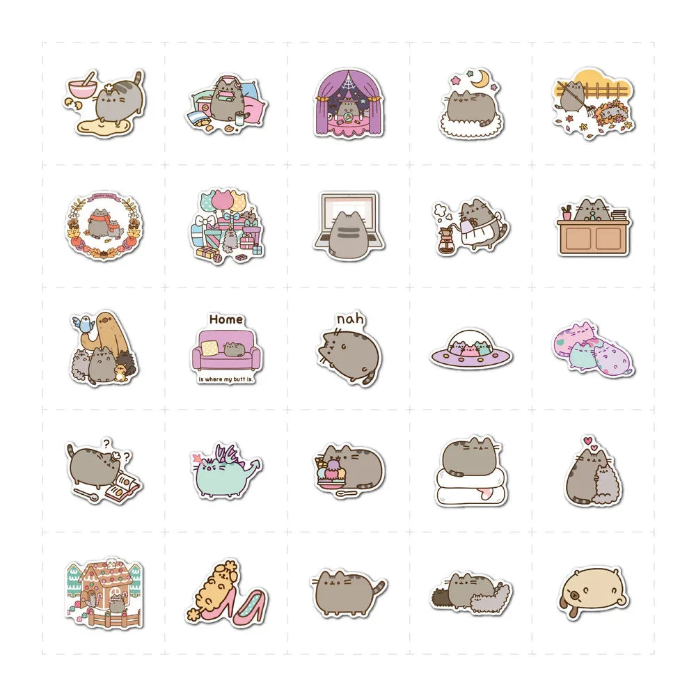 50/100PCS Cute Kawaii Cat Stickers Aesthetic Laptop Phone Water Bottle Waterproof Graffiti Decal Sticker Packs Kid Toy (ONLINE ORDER ONLY)