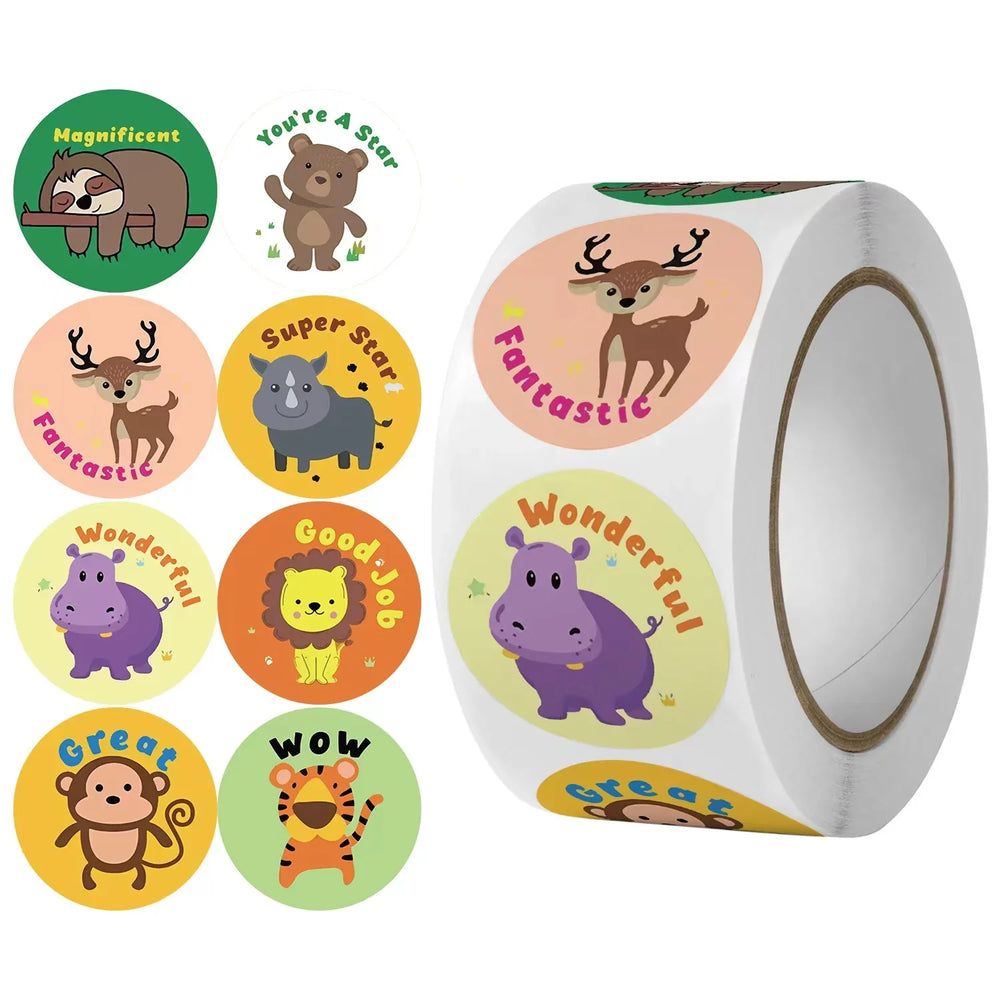 100-500pcs Cartoon Cat Stickers Round Adhesive Labels For Kids Children Teacher Prize Business Gift Wraps Decorative Stickers (ONLINE ORDER ONLY)