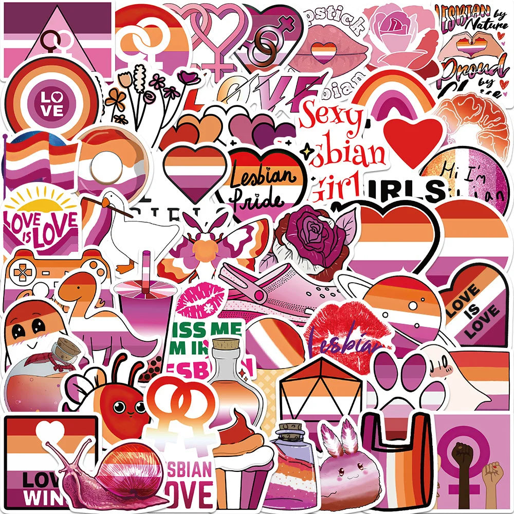 10/30/50PCS Purple Lesbian Graffiti Stickers Cartoon Decal Skateboard Laptop Motorcycle Luggage Phone Bike Waterproof Sticker (ONLINE ORDER ONLY)