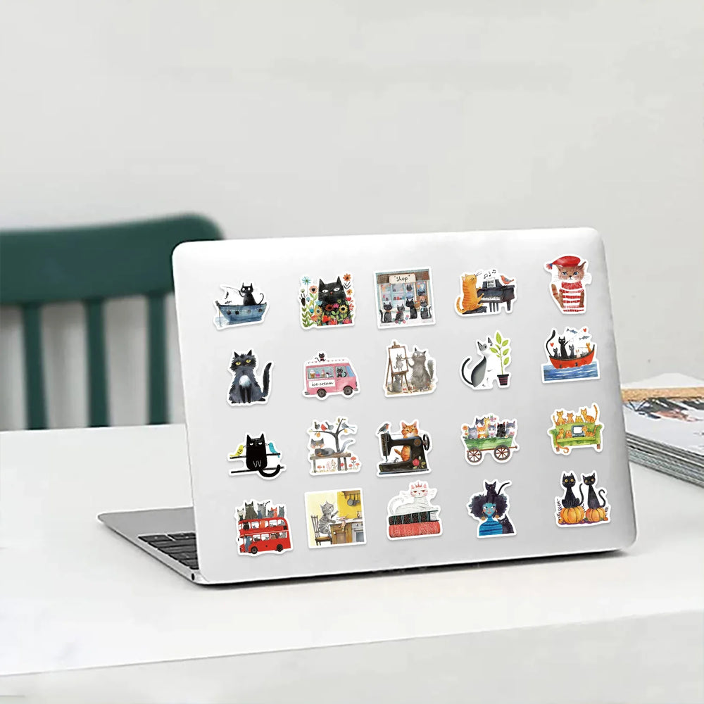 50PCS Cat Meme Funny Animals Stickers Art Toy DIY Kids Notebook Luggage Motorcycle Laptop Refrigerator Decals Graffiti (Online Order Only)