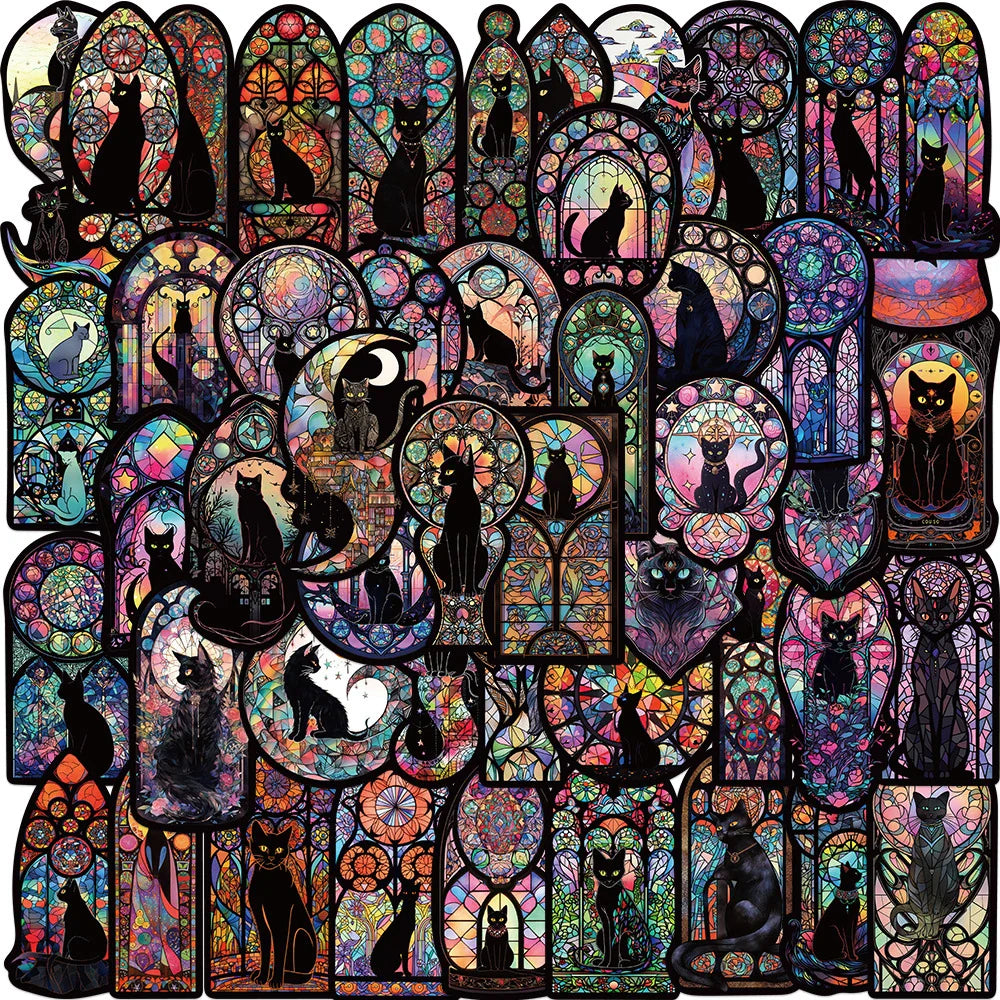 10/30/50pcs Dark Art Gothic Black Cat Waterproof Stickers Cartoon Aesthetic Decals Laptop Motorcycle Luggage Car Sticker Kid Toy (Online Order Only)