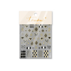 Poker Red Love Heart Square Grid Star Moon Card Pattern Spade Retro 3D Self Adhesive Nail Art Decoration Sticker Manicure Decals (Online Order Only)