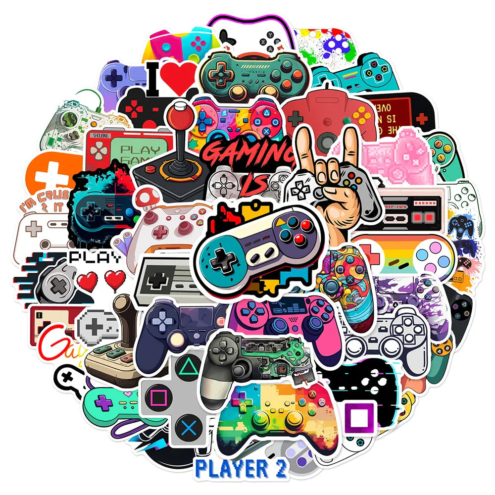10/30/50pcs Vintage Cool Gamepad Video Game Graffiti Stickers Cartoon Decals Skateboard Laptop Motorcycle Car Waterproof Sticker (Online Order Only)