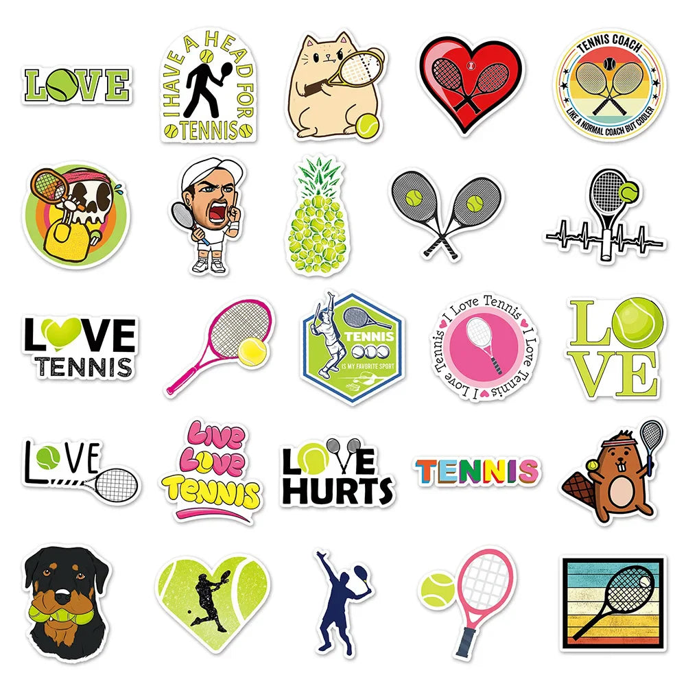 10/30/50PCS Love Tennis Cartoon Sports Sticker Graffiti Travel Luggage Fridge Laptop Waterproof Cool Sticker Decal (ONLINE ORDER ONLY)
