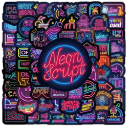 10/30/50/100pcs Cool Neon Light Cartoon Graffiti Stickers Decoration Laptop Fridge Diary Travel Luggage Stationery Sticker Toys (ONLINE ORDER ONLY)