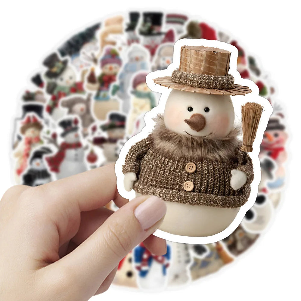 10/30/50PCS Cute Snowman Stickers Christmas Decoration Gift DIY Notebook Laptop Phone Bike Fridge Waterproof Cartoon Decals Toys (Online Order Only)
