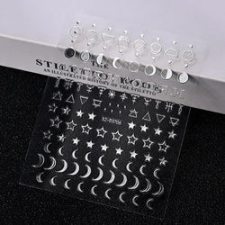 1pc 3D Gradient French Nail Stickers with Crown & Tassel Design Gold Silver Lines Self-Adhesive Nail Art Waterfall Manicure Foil (Online Order Only)