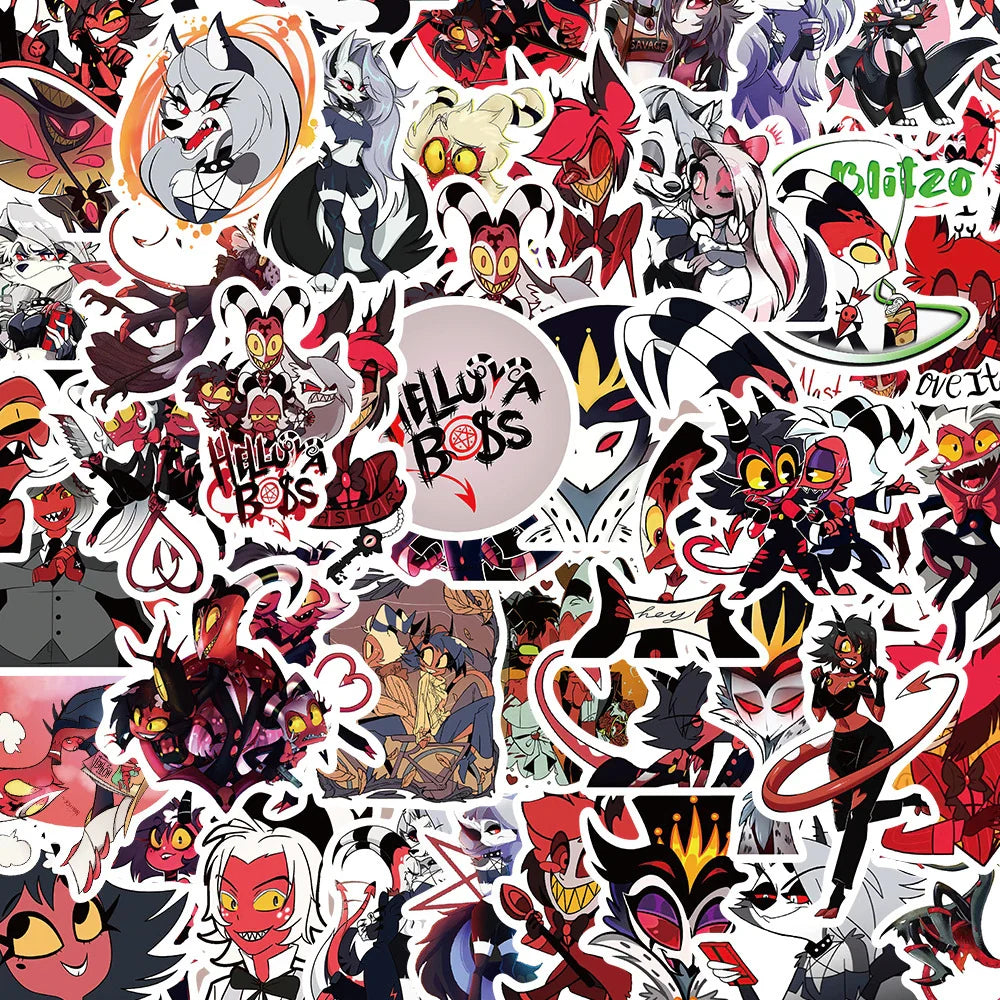 10/30/50/100pcs Anime HELLUVA Boss Graffiti Waterproof Stickers Notebook Laptop Suitcase Phone Cool Cartoon Sticker Kids Toys (Online Order Only)