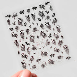 Charming White Shiny Pearl Rhinestone Wings Feathers Crown Moon Stars 3D Self Adhesive Nail Art Sticker Manicure Decal Wholesale (ONLINE ORDER ONLY)