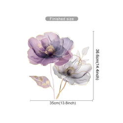 Purple Flower Wall Sticker Removable Self-adhesive Wallpaper Home Decoration (Online Order Only)