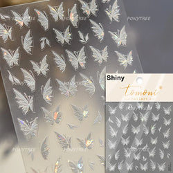 Butterfly Flower Hollow Out Lace Delicate Floral Print Shiny Cloth Block Insect Self Adhesive Nail Art Stickers Manicure Decals (Online Order Only)